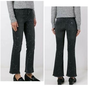 Stella McCartney Frayed Star Patterned Crop Flare Black Jeans Size 25